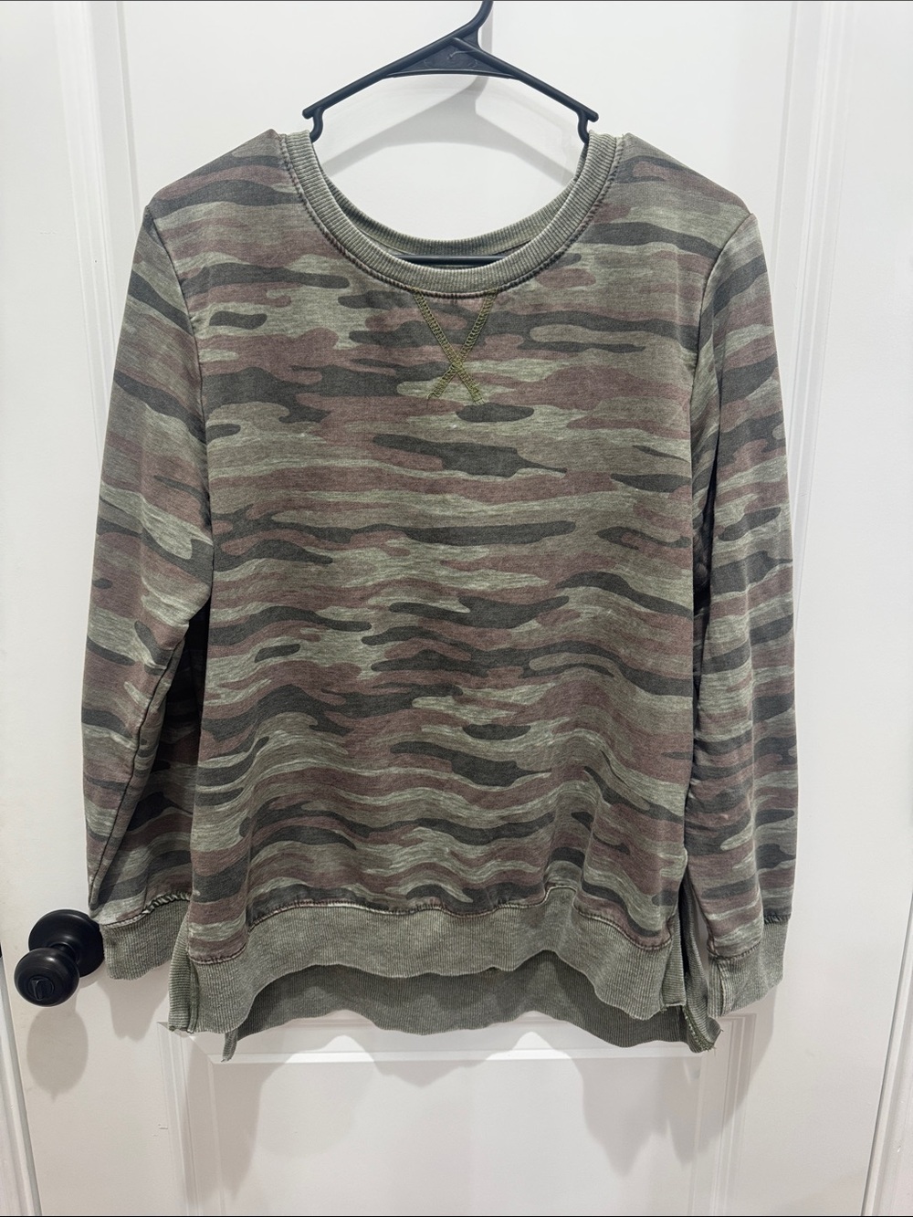 Wallflower Olive & Taupe Camo Crewneck Sweater